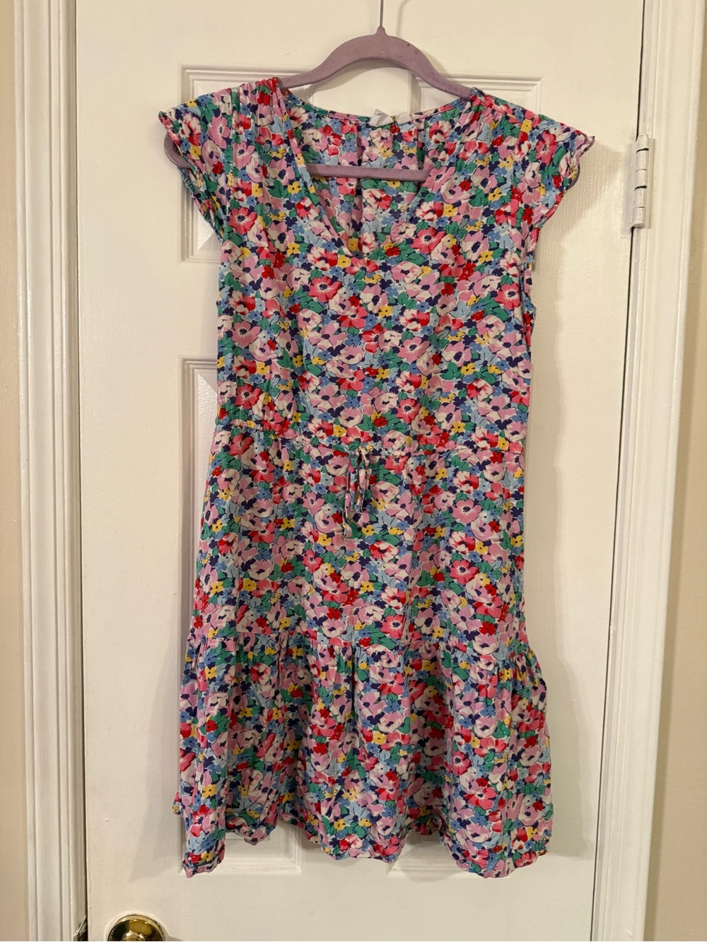 GAP Multicolor Floral Tie-Waist Mini Dress